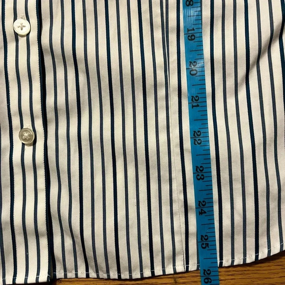 [US10]Banana Republic Blue/Gray Stripes WMN White Non Iron Tailored Dress Shirt - Picture 7 of 9